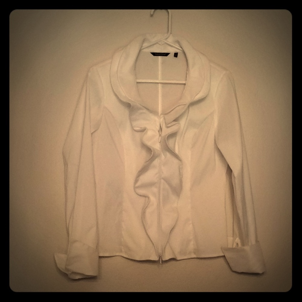 Samuel Dong white ruffle collared blouse